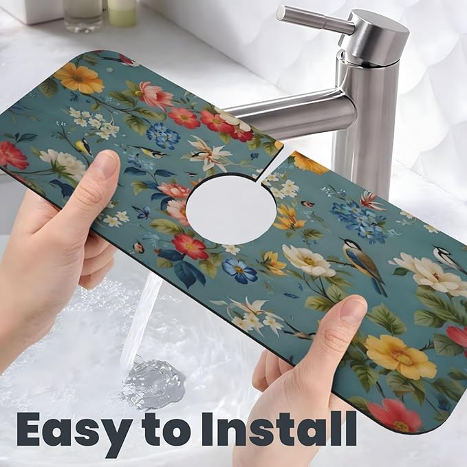 Flowers Kitchen sink faucet pad, strong water absorption, anti slip, very - Image 6