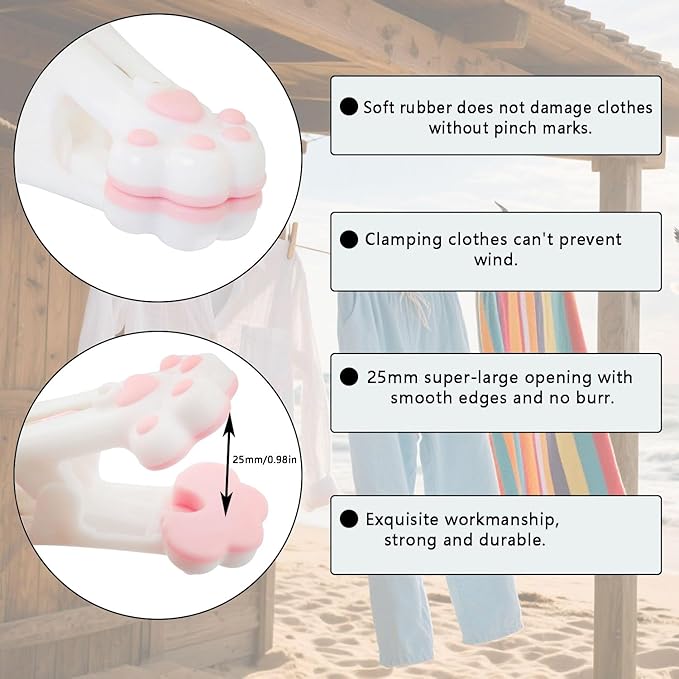 1 Set Pink Cat Paw Plastic Clothes Pegs 55x34mm Food Packaging/Towel Fixing - Image 5