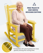 KINGYES Outdoor Rocking Chair Set of 2, High Density Polyethylene Patio Rocking Chairs with 330lbs Support for Adults, Yellow - Image 6