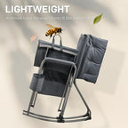 EVER ADVANCED Lightweight Folding Rocking Camping Chair, Padded Portable Rocker Chair for Patio, Lawn and Outdoors, Heavy Duty Hard Armchair for Adults, Grey - Image 3