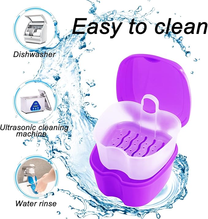 2 Pack Denture Case Dental Mouthguard Case, Denture Bath Box Cleaning - Image 7