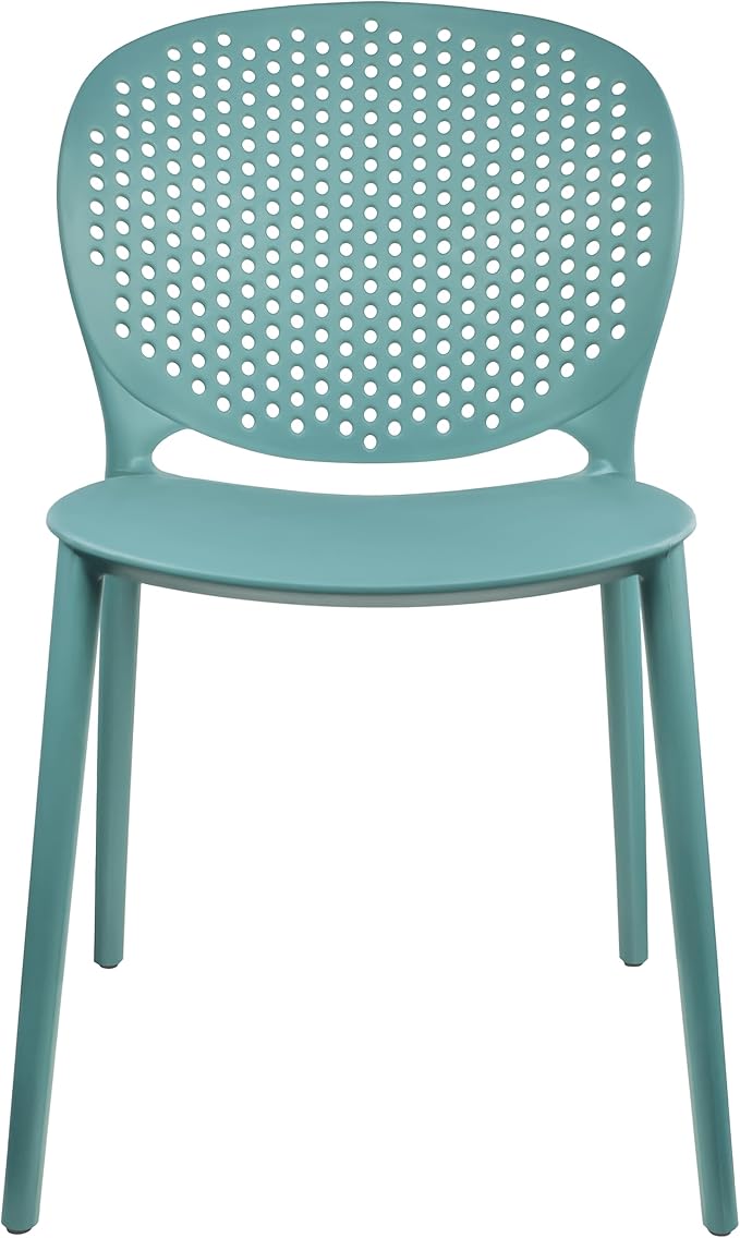 2xhome Set of 3 Patio Dining Chairs | Modern Stackable Outdoor Pool Side Chair | Weather Resistant Plastic for Yard, Porch, Balcony, Kitchen, Teal - Image 6