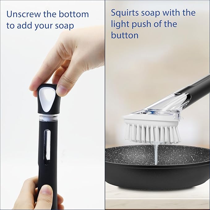 RIMAY Soap Dispensing Dish Brush, Dish Scrubber - Image 4