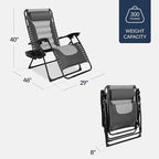 Best Choice Products Oversized Padded Zero Gravity Chair, Folding Outdoor Patio Recliner, XL Anti Gravity Lounger for Backyard w/Headrest, Cup Holder, Side Tray, Polyester Mesh - Gray/Light Gray - Image 3