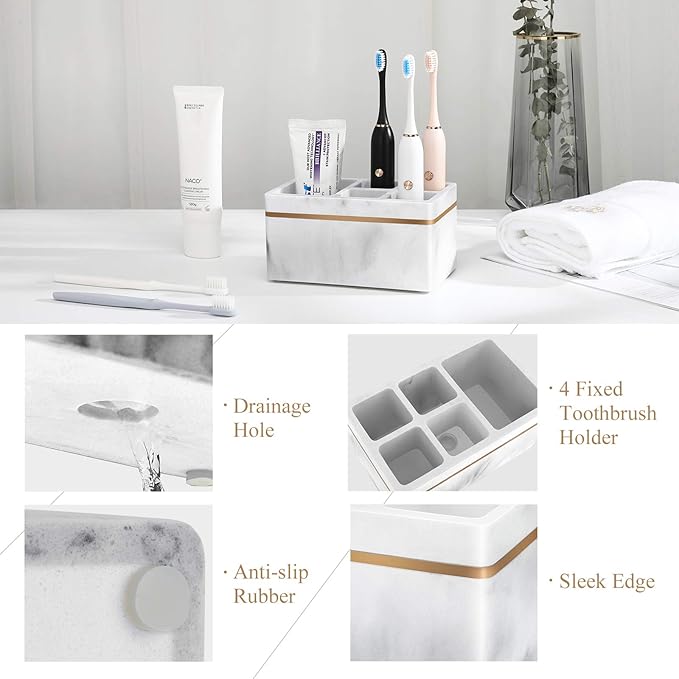 Shinowa Resin Toothbrush Holder, 5 Slots Hygienic Electric Toothbrush Holder - Image 3
