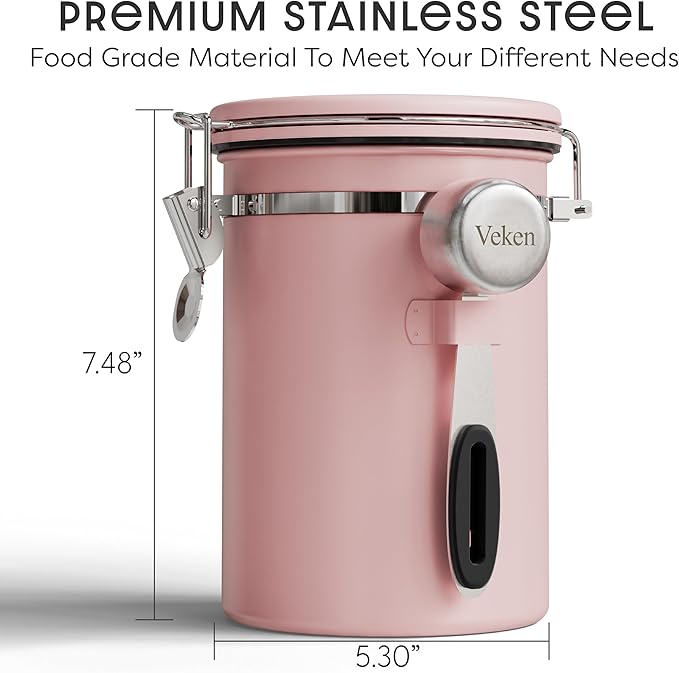 Veken Coffee Canister with Window, Easter Gifts Airtight Stainless Steel - Image 3