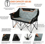 EMERIT Oversized Fully Padded Camping Chair, Heavy Duty 650LB Folding Camping Loveseat, Quad Fold Double Camping Couch with Cup Holders & Carry Bag for Outdoor, Lawn, Sports Events | HIgh Back, Rip resistance, Extra Wide Design, Cross-bracing Hubs, Eas... - Image 5