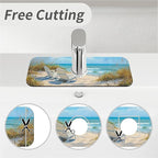 Kitchen Sink Splash Guard，Beach-scene Faucet Mat Sink Gadgets-Super Absorbent - Image 5