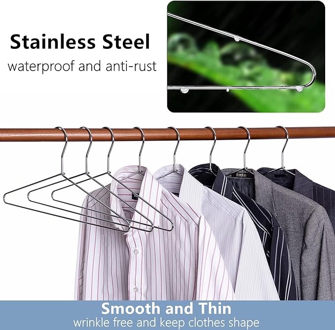 Amber Home 20 Pack Heavy Duty Metal Shirt Coat Hangers, Stainless Steel Clothes - Image 5