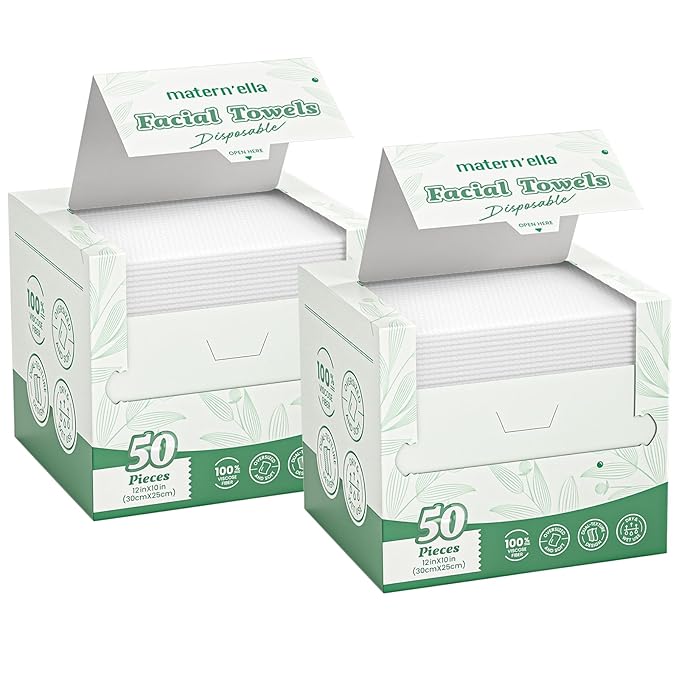 MATERN'ELLA Disposable Face Towels XL Ultra Soft Biodegradable Dry Wipes by maternella