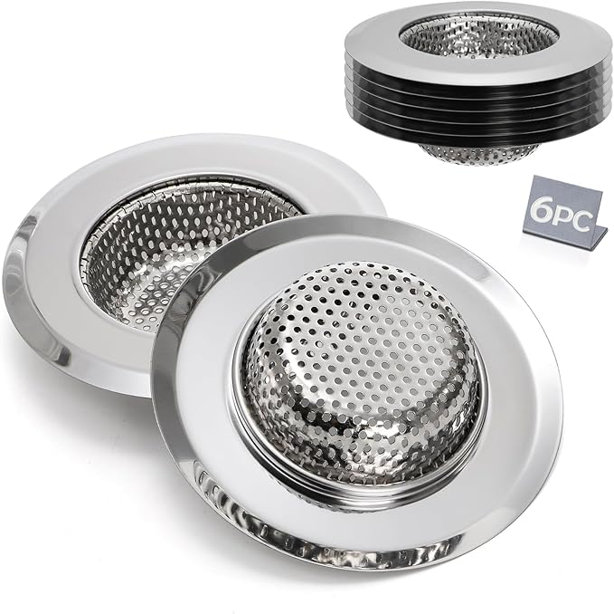 Kingrol 6-Piece Kitchen Sink Strainer Set, 4.5" Stainless Steel Sink Food by Kingrol