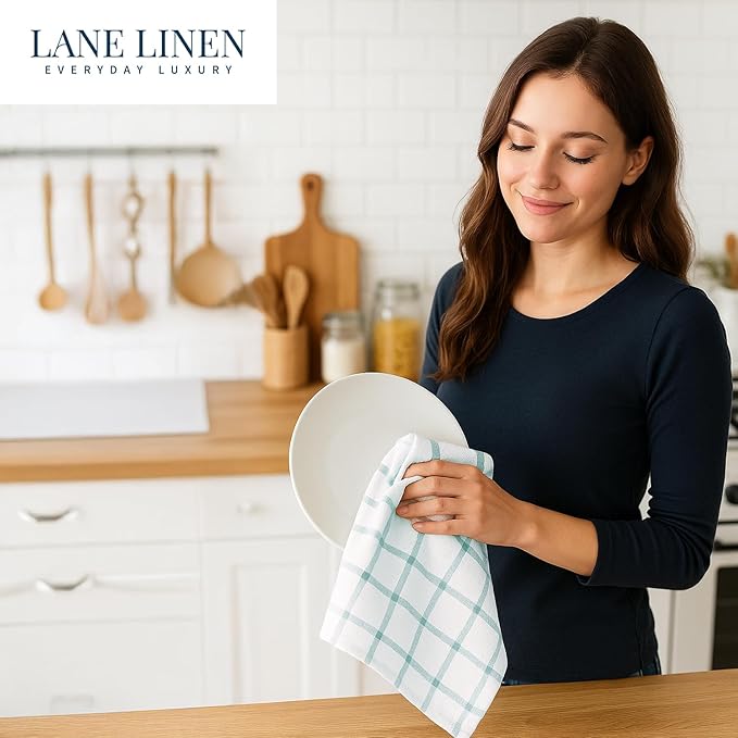 LANE LINEN Kitchen Towels & Dishcloths Set of 12-100% Cotton, Quick-Drying 18” - Image 8