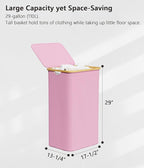SUOCO Laundry Hamper with Lid, 29 Gal Clothes Basket with Bamboo Handles - Image 5