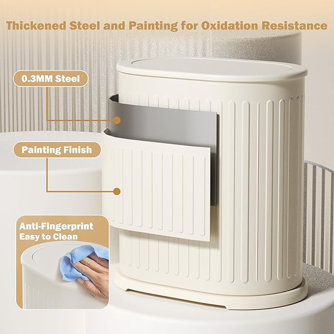 Steel Small Bathroom Trash Can - Image 2