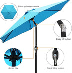 Blissun 7.5 ft Patio Umbrella, Yard Umbrella, Outdoor Market Umbrella with Push Button Tilt Crank (Light Blue) - Image 2