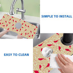 Christmas Cardinal Birds Kitchen Sink Splash Guard Mat Absorbent Fast Drying - Image 5