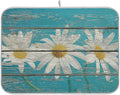 Daisy On Old Wooden Board Dish Drying Mat by Sweetshow