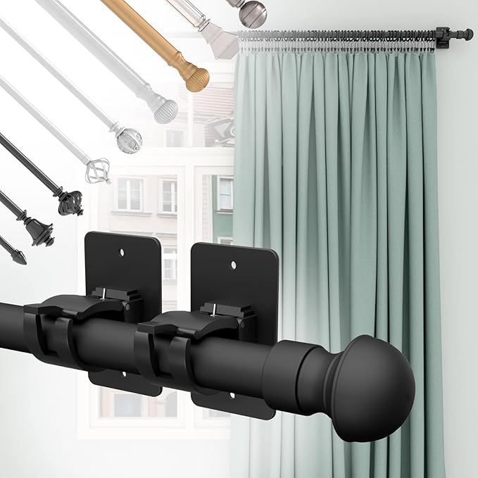 2 Pieces Self Adhesive Curtain Rod Bracket, Universal Plastic Curtain Rod - Image 7