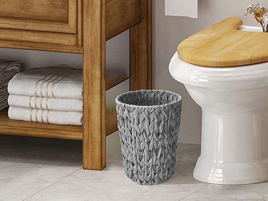 Wicker Trash Can, Small Bathroom Trash Can, Waterproof Wicker Waste Basket - Image 2