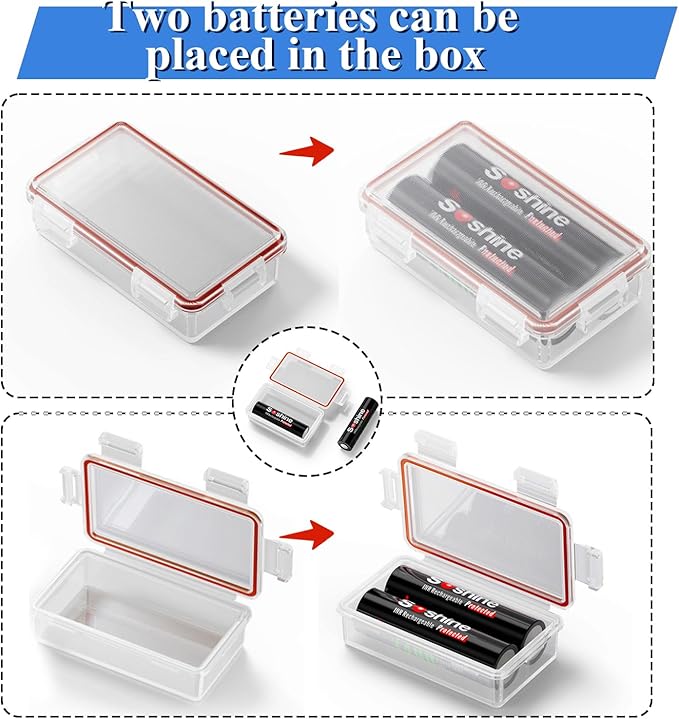 Heyiarbeit 2 x 18650 Battery Storage Case Holder Organizer Box Transparent 2Pcs - Image 6