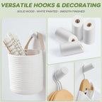 Wood Wall Hooks, 4 Pack Coat Hooks Wall Mounted, Rustic Wooden Heavy Duty Robe - Image 4