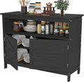 HIPS All-Weather Outdoor Storage Cabinet,Outdoor Sideboard with Magnetic Doors,3-Shelves Patio Storage Cabinet, Used for Garden,Buffet Cabinet,TV Stand, Bar Table,Balcony by CONGFUTT