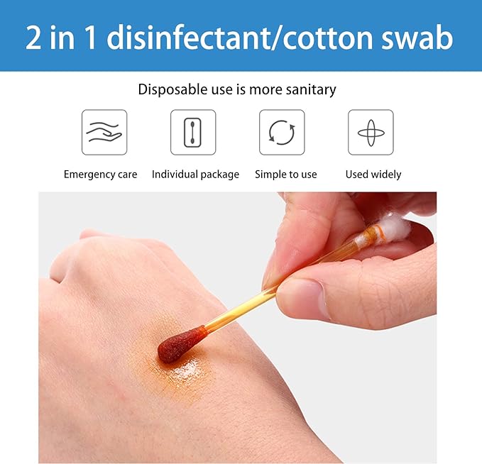 100 Disposable Iodophor Swabs Outdoor Supplies Medical Cotton Swabs Iodine - Image 4