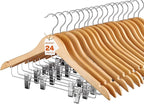 HOUSE DAY 24 Pack High-Grade Wooden Suit Hangers Skirt Hangers by HOUSEDAY