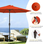 MEWAY 9ft Patio Umbrella Outdoor Table Umbrellas with Push Tilt and Crank, Market Umbrella 8 Sturdy Ribs for Deck, Garden, Pool and Backyard, Red Orange - Image 5