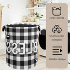 Checkered Bless Laundry Basket, Waterproof Fabric Storage Basket - Image 7