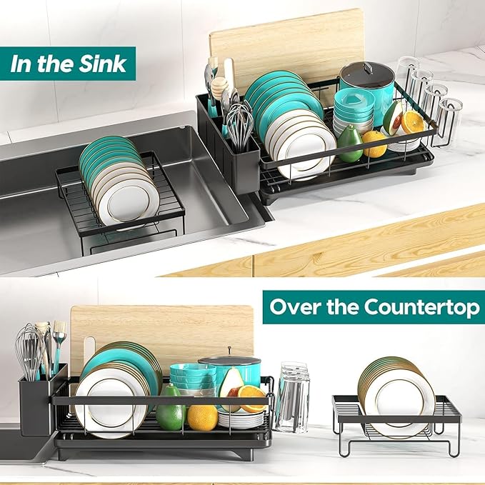 MERRYBOX Dish Drying Rack Large Capacity 2 Tier Dish Drying Rack - Image 6