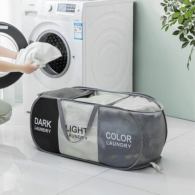 TECHMILLY Collapsible Laundry Basket Durable Pop Up Hamper - Image 2