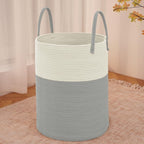 Large Woven Laundry Basket Hamper, 80L Cotton Rope Storage Bin by JMvicyroam