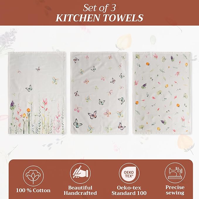 Maison d' Hermine Kitchen Towels Set of 3 100% Cotton 27.50" x 20" Reusable - Image 2