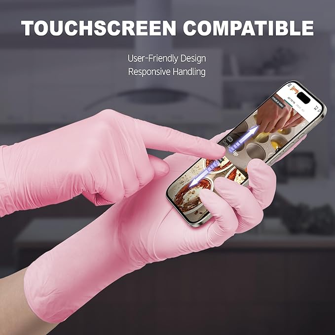 Disposable Nitrile Dishwashing Gloves, Extended 12 Inches Cuff, Cherry Blossom - Image 6