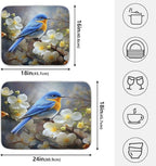 Spring Blue Yellow Flower Bluebird Butterflies Dish Drying Mat - Image 2