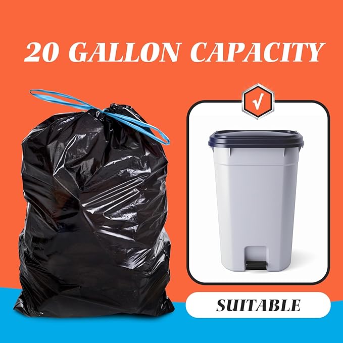 20 Gallon Large Drawstring Trash Bags 120 Counts, Fit 20-21 Gal Trash Can - Image 4