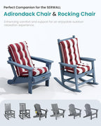 SERWALL HDPE Outdoor Rocking Chair Cushion Set of 4, Memory Foam Cushion Red White - Image 5