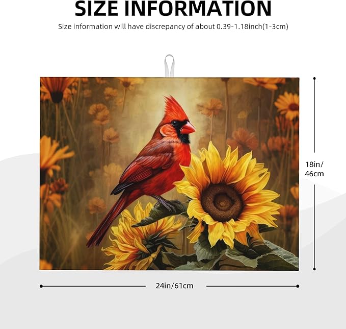 Red Bird Sunflower Dish Drying Mats - Image 2