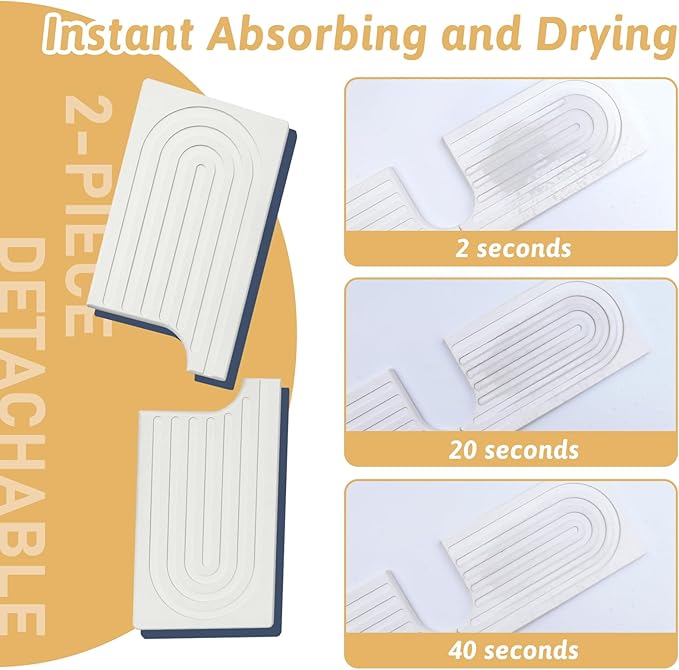 U Shape Sink Draining Mat Behind Faucet, Super Absorbent Diatomite Fast Drying - Image 5