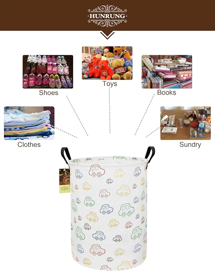 HUNRUNG Laundry Hamper, Large Canvas Fabric Lightweight Storage Basket Toy - Image 3