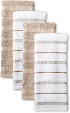 KitchenAid Albany Kitchen Towel 4-Pack Set, Milkshake Tan/White by KitchenAid