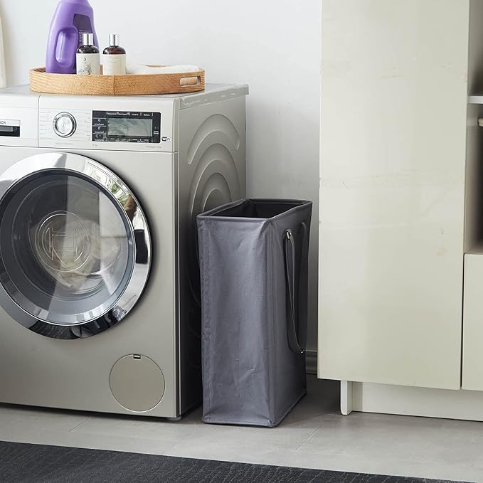 Slim Laundry Hamper with Adjustable Long Handles, 45L Small Laundry Baskets - Image 4