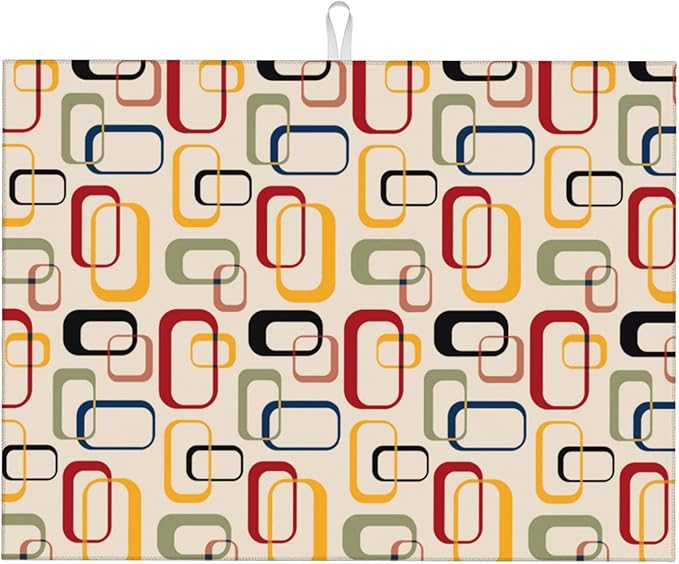 Mid Century Modern Retro Kitchen Drying Mat Vintage Decorative Microfiber Dish by Unknown