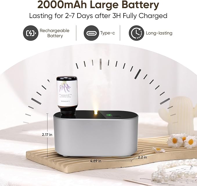 Waterless Diffuser for Essential Oil, Battery Operated Scent Air Aromatherapy - Image 4