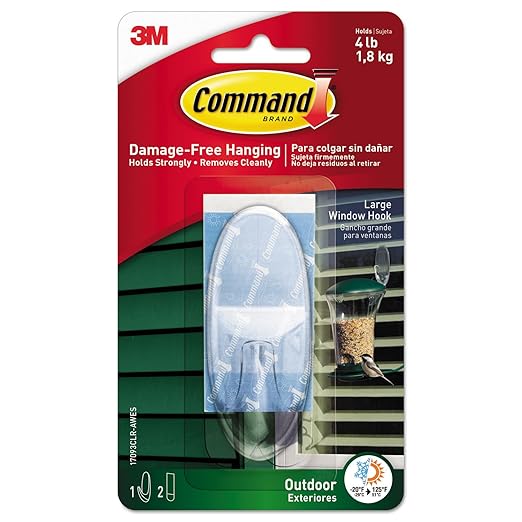 Command Outdoor Large Clear Wall Hooks, 1 Hook and 2 Command Strips, Damage by Command