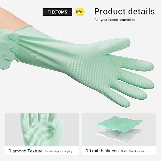 ThxToms 4 Pairs Nitrile Cleaning Gloves, Latex free Reusable Dishwashing Gloves - Image 5