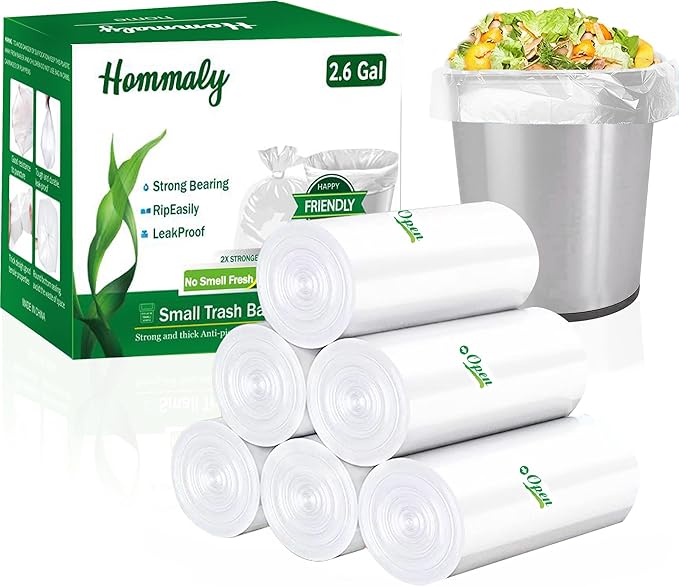 Hommaly 2.6 Gallon 240 pcs Small Clear Trash Bags, Strong Garbage Bags by HOMMALY