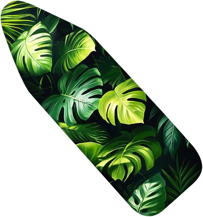 Nuxovilar Dark Background with Green Monstera Leaves Ironing Board Cover by Nuxovilar