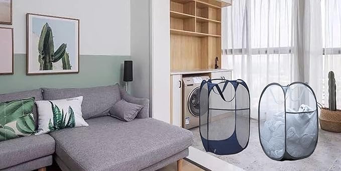 2 Pack Mesh Laundry Hampers, Pop Up Laundry Baskets, Collapsible Clothes - Image 6